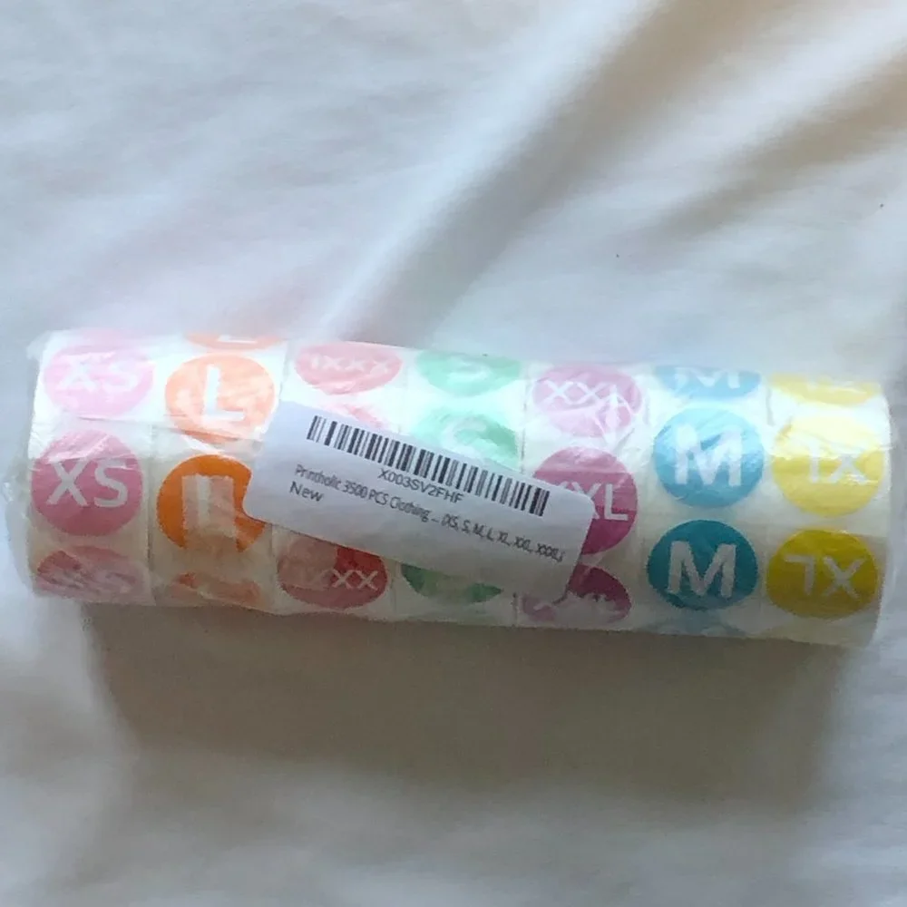 NWT 3500 Color-Coded Clothing Stickers 7/8